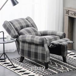 Tartan Fabric Armchair Wingback Fireside Sofa Recliner Soft Sleeper Lounge Chair