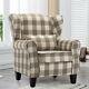 Tartan Fabric Upholstered Armchair High Back Winged Chair Fireside Sofa +cushion