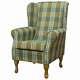 Tartan Yellow Wingback Armchair Fireside Accent Chair In Kintyre Pampas Fabric