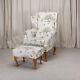 Tatton Wingback Fireside Armchair Chair & Matching Footstool Upholstered