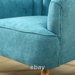 Teal Fabric Wing Back Armchair with Footstool Fireside Lounge Chair Reception