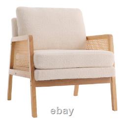 Teddy Fleece Tub Chair Rattan Wingback Armchair Accent Chairs Sofa Fireside Seat