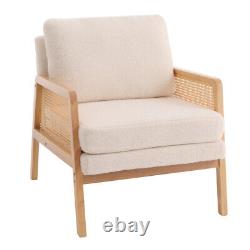 Teddy Fleece Tub Chair Rattan Wingback Armchair Accent Chairs Sofa Fireside Seat