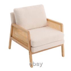 Teddy Fleece Tub Chair Rattan Wingback Armchair Accent Chairs Sofa Fireside Seat