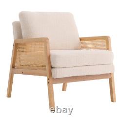 Teddy Fleece Tub Chair Rattan Wingback Armchair Accent Chairs Sofa Fireside Seat
