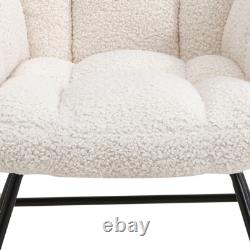 Teddy Sherpa Fabric Rocking Chair Wing Back Armchair Lazy Rocking Recliner Sofa