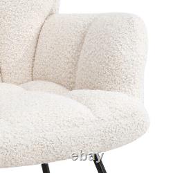 Teddy Sherpa Fabric Rocking Chair Wing Back Armchair Lazy Rocking Recliner Sofa