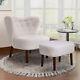 Teddy White Sofa Armchair Living Room Bedroom Fireside Lounge Chair With Footstool