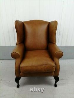 Tetrad 4 Laura Ashley Denbigh Brown Leather Wingback Chair Wing Back, Fireside