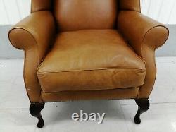 Tetrad 4 Laura Ashley Denbigh Brown Leather Wingback Chair Wing Back, Fireside