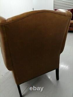 Tetrad 4 Laura Ashley Denbigh Brown Leather Wingback Chair Wing Back, Fireside