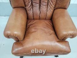Tetrad Blake brown leather chair- vintage, retro, fireside chair