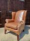 Tetrad Brown Leather Wingback Armchair Chair Fireside Library Club