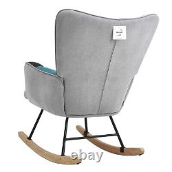 Tricolor Patchwork Fabric Rocking Chair Lazy Rocking Sleeping Armchair Sofa Seat
