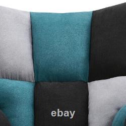 Tricolor Patchwork Fabric Rocking Chair Lazy Rocking Sleeping Armchair Sofa Seat