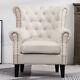 Tufted Fabric Button Fireside Armchair Occasional Wing Back Chair Lounge Sofa Uk