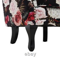 Upholstered Armchair Floral Pattern Lounge Fireside Sofa Rivet High Winged Back