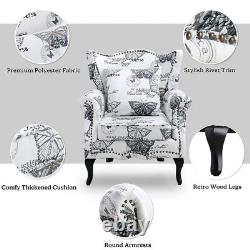 Upholstered Butterfly Velvet Armchair Wingback Fireside Chair Padded Lounge Sofa