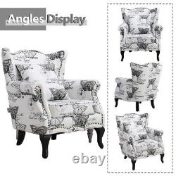 Upholstered Butterfly Velvet Armchair Wingback Fireside Chair Padded Lounge Sofa