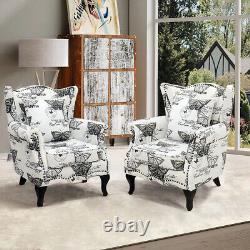 Upholstered Butterfly Velvet Armchair Wingback Fireside Chair Padded Lounge Sofa