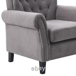 Upholstered Button Wing Back Accent Chair Velvet Fireside Occasional Armchair