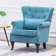 Upholstered Chenille Blue Queen Anne Chair Armchair Lounge Sofa Fireside Rivet