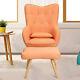 Upholstered Fabric Armchair Wing Back Chair Lounge With Footstool Sofa Fireside