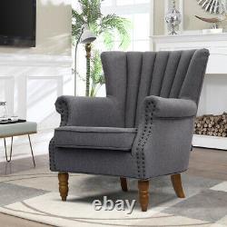 Upholstered Fabric Queen Anne Wing Back Chair Armchair Lounge Sofa Fireside Seat