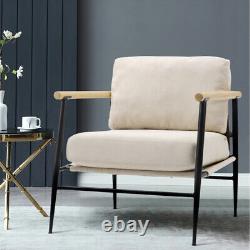 Upholstered High Wing Back Armchair Linen Chair Fireside Seat Living Room Lounge