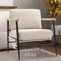 Upholstered High Wing Back Armchair Linen Chair Fireside Seat Living Room Lounge