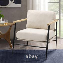 Upholstered High Wing Back Armchair Linen Chair Fireside Seat Living Room Lounge