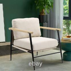 Upholstered High Wing Back Armchair Linen Chair Fireside Seat Living Room Lounge