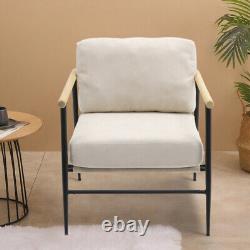 Upholstered High Wing Back Armchair Linen Chair Fireside Seat Living Room Lounge