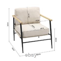 Upholstered High Wing Back Armchair Linen Chair Fireside Seat Living Room Lounge