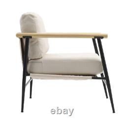 Upholstered High Wing Back Armchair Linen Chair Fireside Seat Living Room Lounge
