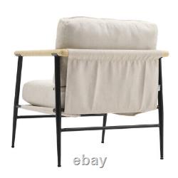 Upholstered High Wing Back Armchair Linen Chair Fireside Seat Living Room Lounge