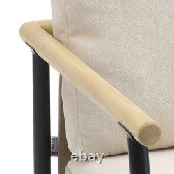 Upholstered High Wing Back Armchair Linen Chair Fireside Seat Living Room Lounge