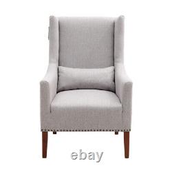 Upholstered Linen Accent Armchair Fireside High Wing Back Lounge Single Chair