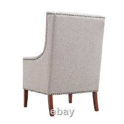 Upholstered Linen Accent Armchair Fireside High Wing Back Lounge Single Chair