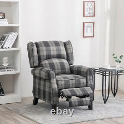 Upholstered Orthopedic Recliner Armchair Tartan Fireside Winged Back Chair Sofa