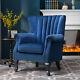 Upholstered Oystered Back Fireside Lounge Sofa Chair Velvet Fabric Armchair Seat