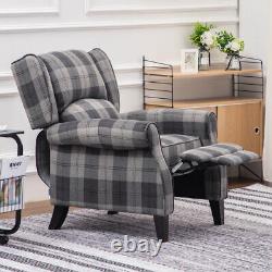 Upholstered Recliner Armchair Fabric Tartan Sofa Chair Fireside Wing Back Lounge