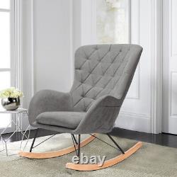 Upholstered Recliner Rocking Chair Wingback Tub Armchair Fireside Single Sofa UK