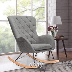 Upholstered Recliner Rocking Chair Wingback Tub Armchair Fireside Single Sofa UK