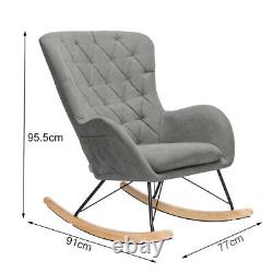 Upholstered Recliner Rocking Chair Wingback Tub Armchair Fireside Single Sofa UK