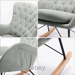 Upholstered Recliner Rocking Chair Wingback Tub Armchair Fireside Single Sofa UK