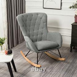 Upholstered Recliner Rocking Chair Wingback Tub Armchair Fireside Single Sofa UK