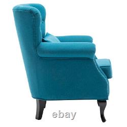 Upholstered Retro Wing Back Armchair Button Nailhead Chair Lounge Fireside Sofa