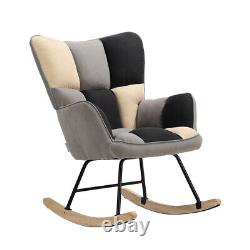 Upholstered Rocking Chair Armchair Rocker Lounge Fireside Sofa Patchwork Fabric