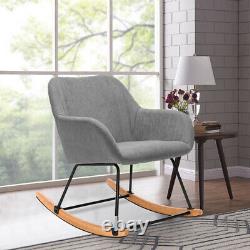 Upholstered Rocking Chair Leisure Swing Armchair Lounge Fireside Scalloped Seat